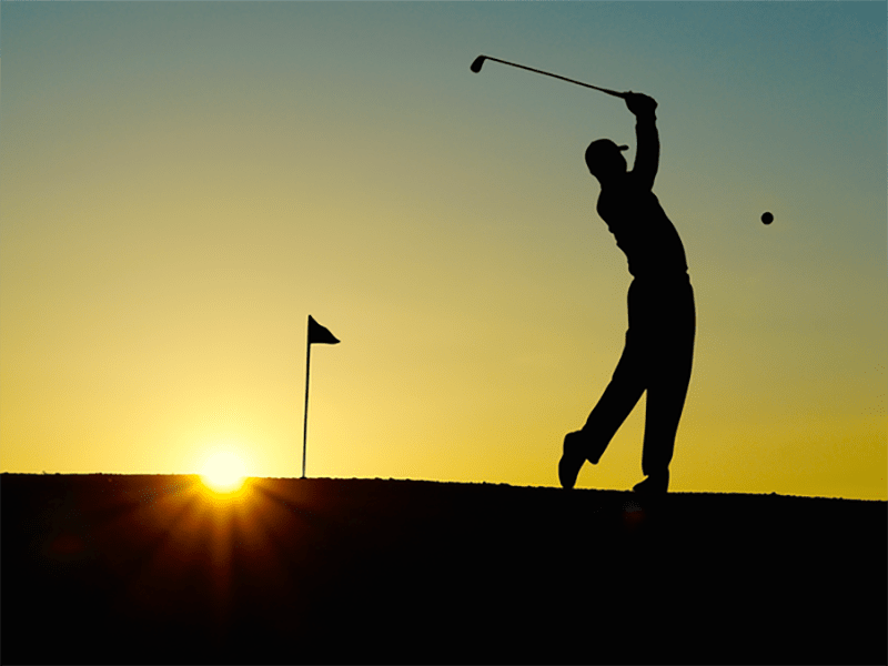 Golfer at Sunset